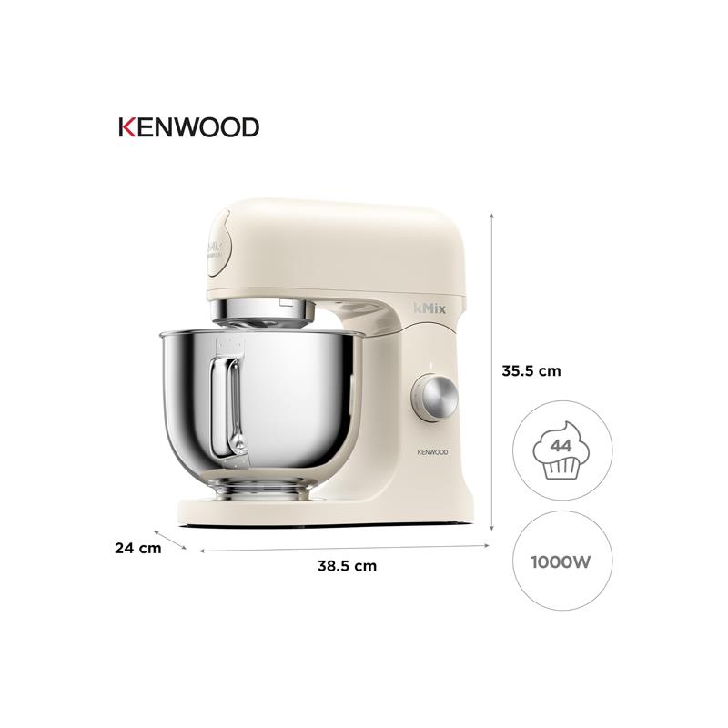 Kenwood kMix Calm Stand Mixer 1000W 5 Litre Stainless Steel Bowl Variable Speed Control 3-Piece Patisserie Set And Splash Guard Cream - Image 2