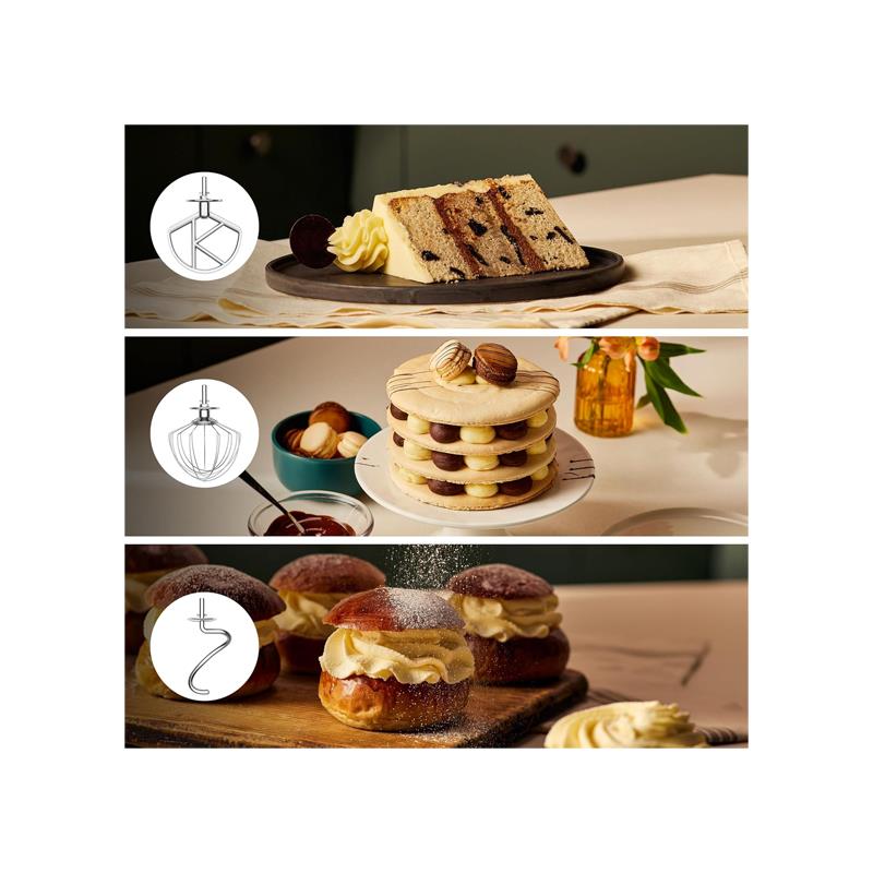 Kenwood kMix Calm Stand Mixer 1000W 5 Litre Stainless Steel Bowl Variable Speed Control 3-Piece Patisserie Set And Splash Guard Cream - Image 6