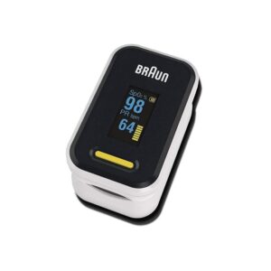 Braun Pulse Oximeter 1 Oxygen Saturation Blood Oxygen Levels Clinically Accurate Certified Medical Device - Black And White