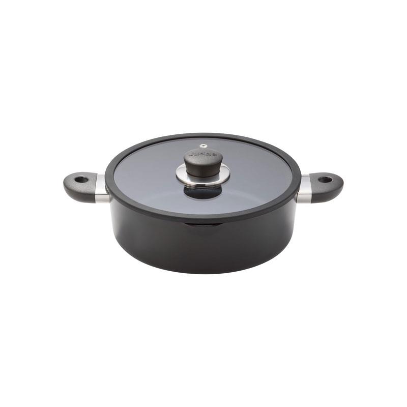 Judge Vista Ceramic Shallow Casserole 24cm/2.5 Litres Aluminium Base With Non-Stick Ceramic Coating Stay Cool Handles Black