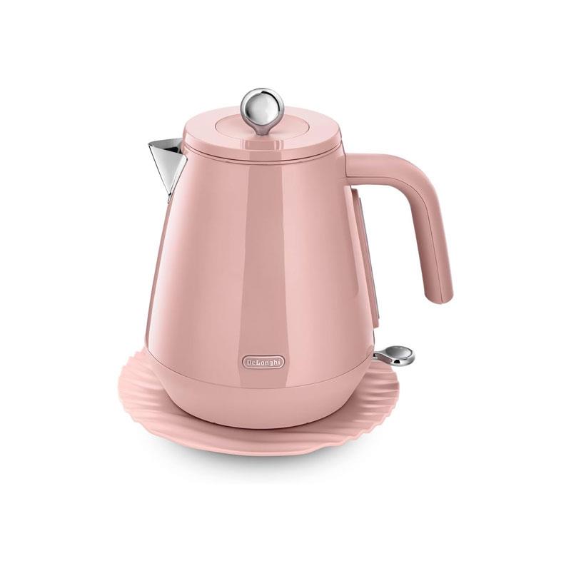 Delonghi Eclettica Electric Jug Kettle Stainless Steel 3000W 1.7 Litre Playful Pink