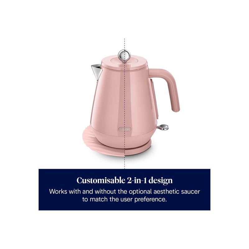 Delonghi Eclettica Electric Jug Kettle Stainless Steel 3000W 1.7 Litre Playful Pink - Image 3