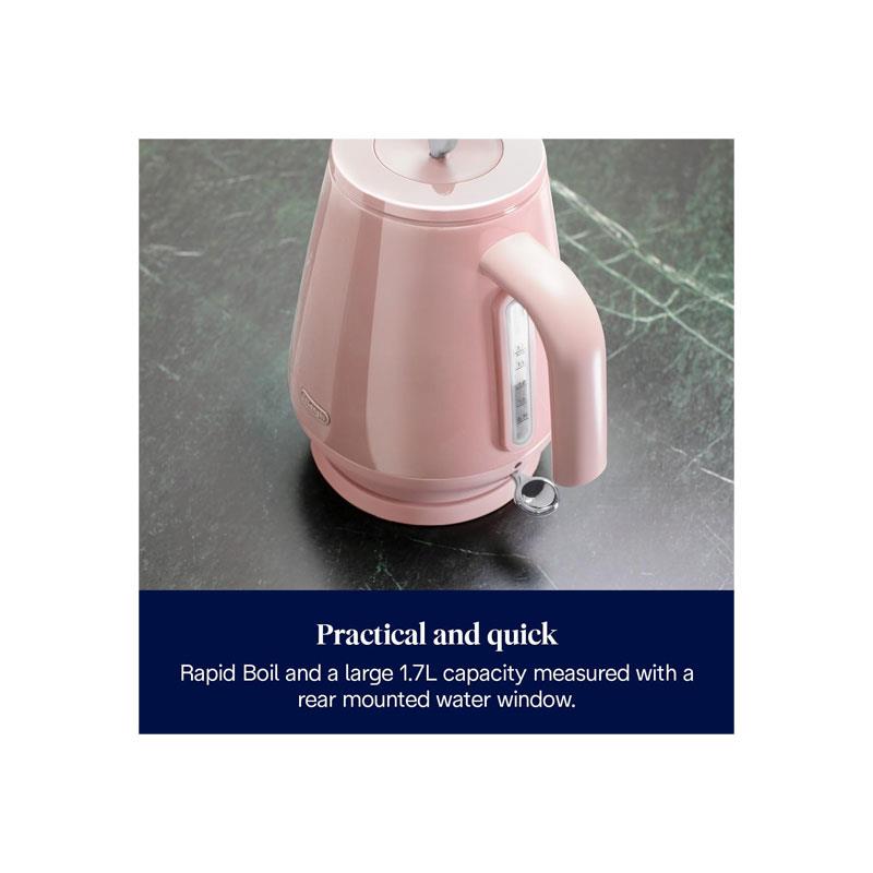 Delonghi Eclettica Electric Jug Kettle Stainless Steel 3000W 1.7 Litre Playful Pink - Image 6