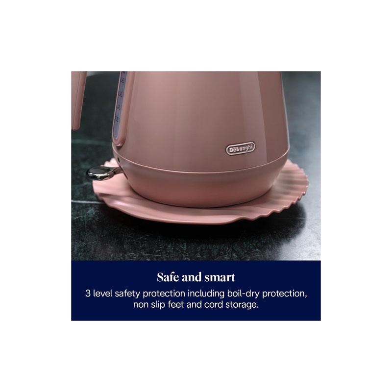 Delonghi Eclettica Electric Jug Kettle Stainless Steel 3000W 1.7 Litre Playful Pink - Image 7