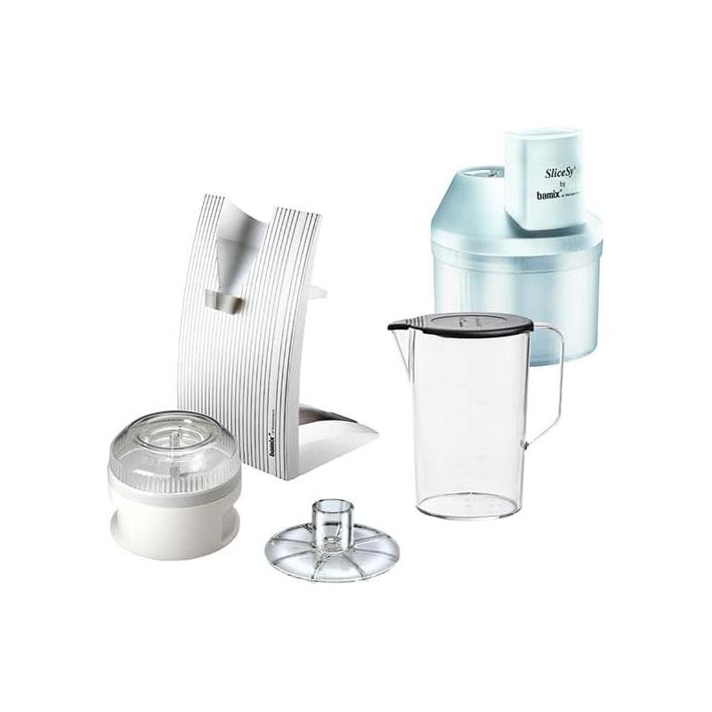 Bamix Superbox Hand Held Stick Blender Food Processsor Multi-Purpose 2 Speeds 5 Stainless Steel Blades Processor Powder Disc 1000ml Jug With Lid SliceSy And Stand 200W White - Image 4