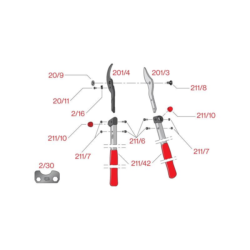 Felco 201-40 Loppers 40cm Large Curved Cutting Head 35mm Cut Silver/Red 4 Felco 201-40 Loppers 40cm Large Curved Cutting Head 35mm Cut Silver/Red - Image 4