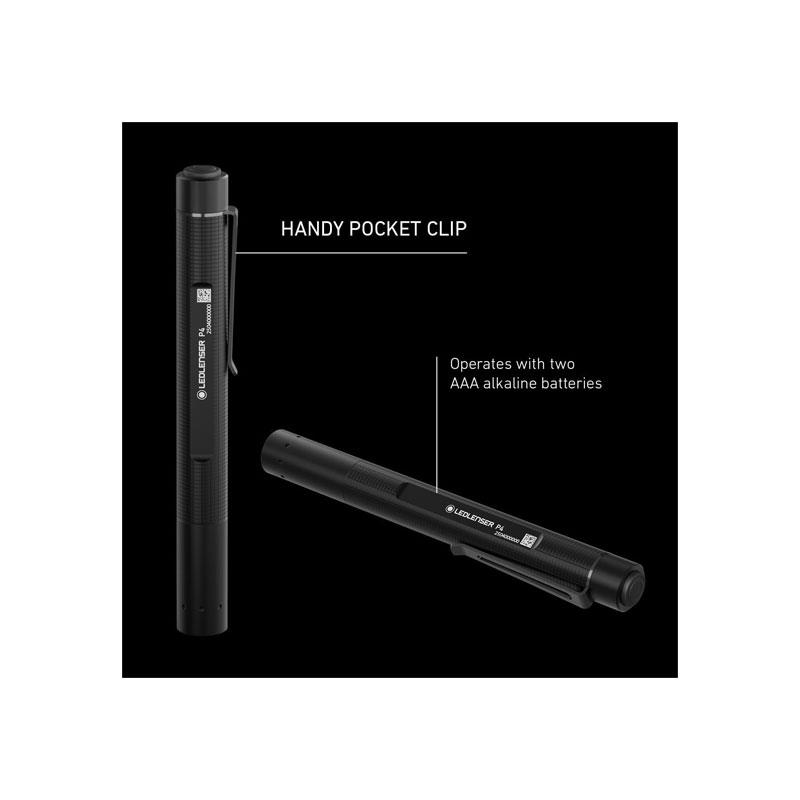 Ledlenser P4 LED Pen Torch 180lm 90m Adjustable Focus Water Resistant 23 Hour Run Time AAA Battery Powered Mini Flashlight With Pocket Clip Black 5 Ledlenser P4 LED Pen Torch 180lm 90m Adjustable Focus Water Resistant 23 Hour Run Time AAA Battery Powered Mini Flashlight With Pocket Clip Black - Image 5