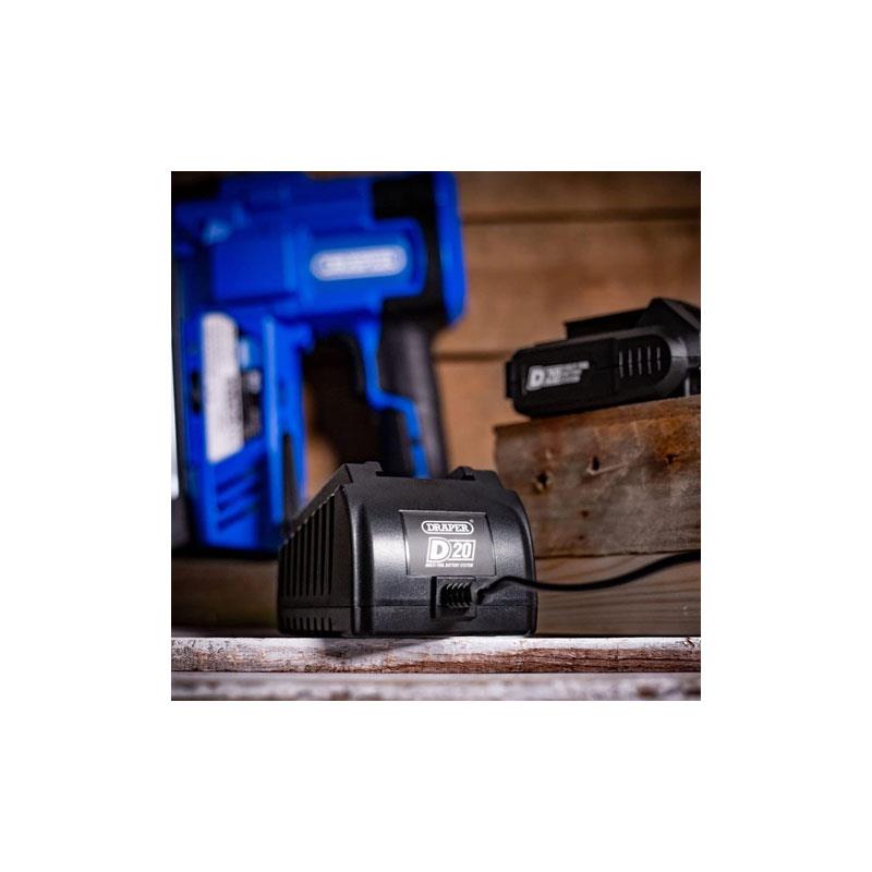 Draper D20 20V Cordless Nailer And Stapler 1 x 2.0Ah Battery 1 x Charger Blue - Image 6