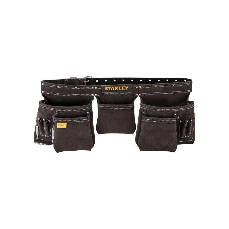 Stanley Leather Tool Belt Pouch Apron Professional Tool Belt Multi-Pockets Storage Organiser Integrated Hammer Loop Brown - Image 6