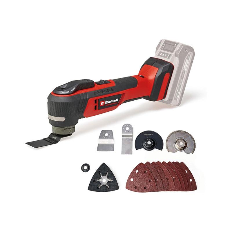 Einhell TP-MG 18 Li BL - Solo Professional Cordless Multi Tool With Accessories 18V Power X-Change Without Battery Black/Red