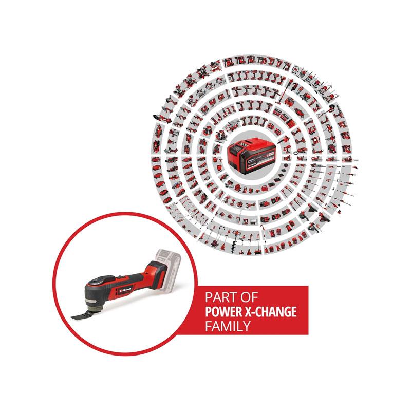 Einhell TP-MG 18 Li BL - Solo Professional Cordless Multi Tool With Accessories 18V Power X-Change Without Battery Black/Red - Image 2