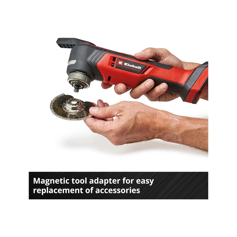 Einhell TP-MG 18 Li BL - Solo Professional Cordless Multi Tool With Accessories 18V Power X-Change Without Battery Black/Red - Image 7