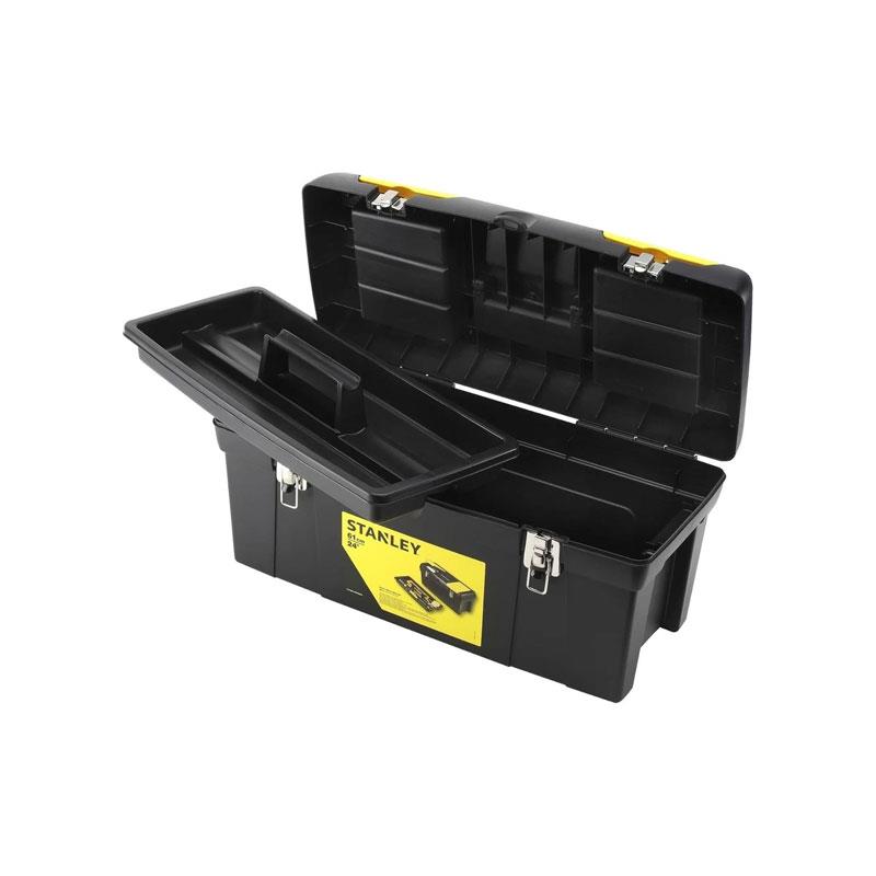 Stanley 24-Inch Portable Tool Box With Metal Latches Removable Tote Tray And 2 Lid Organizers (60cm) Black/Yellow - Image 4
