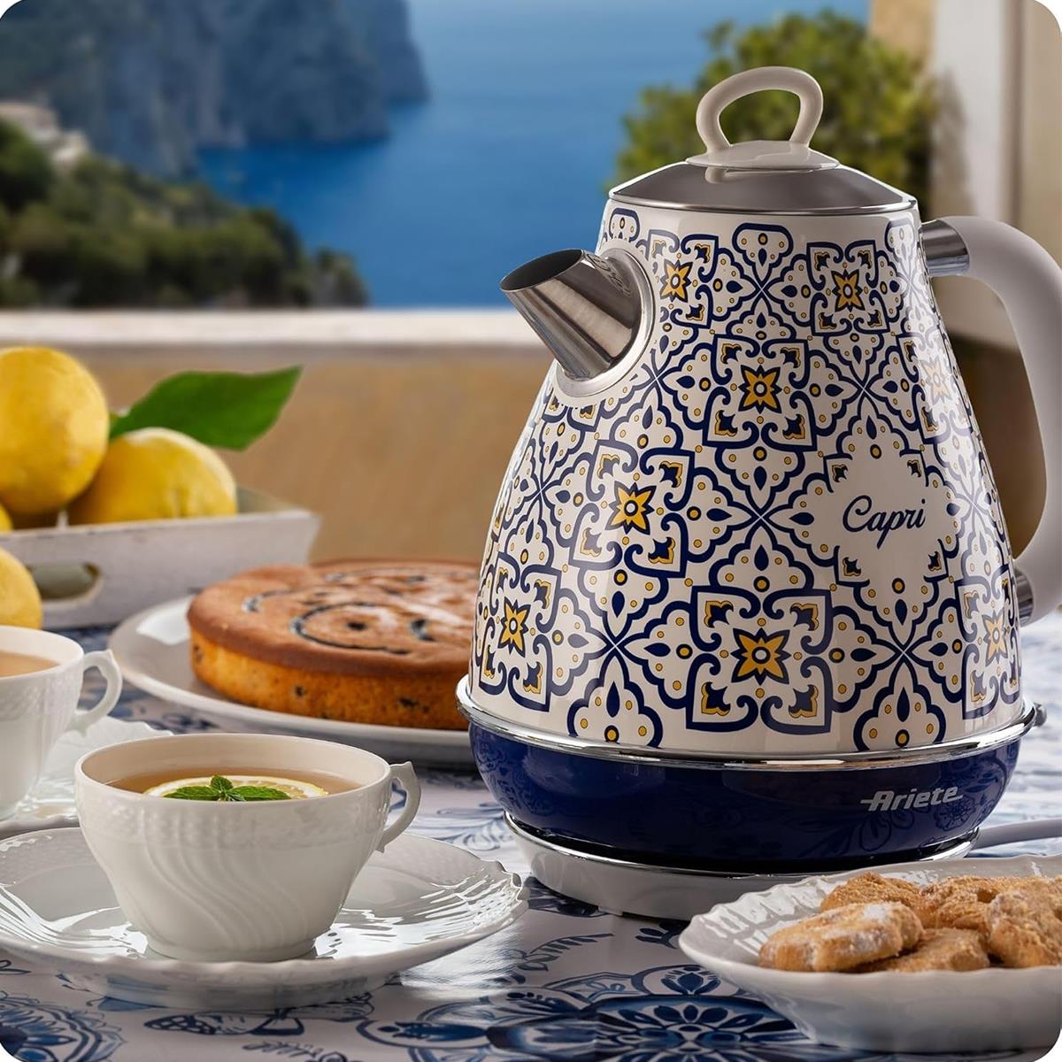 Ariete Capri Electric Jug Kettle 1.7 Litre Stainless Steel 2000W 360° Cordless Base Removable Filter Blue And White - Image 6