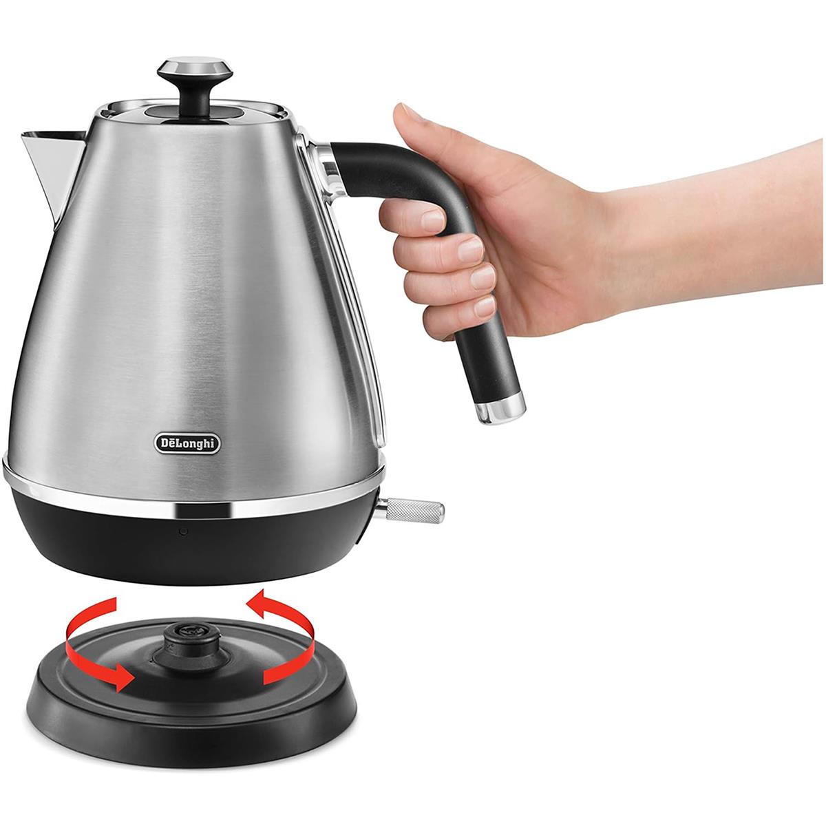 Delonghi Distinta X Electric Kettle 1.7 Litre 3000W Stainless Steel Rapid Boil With Anti-Limescale Filter Brushed Steel - Image 3