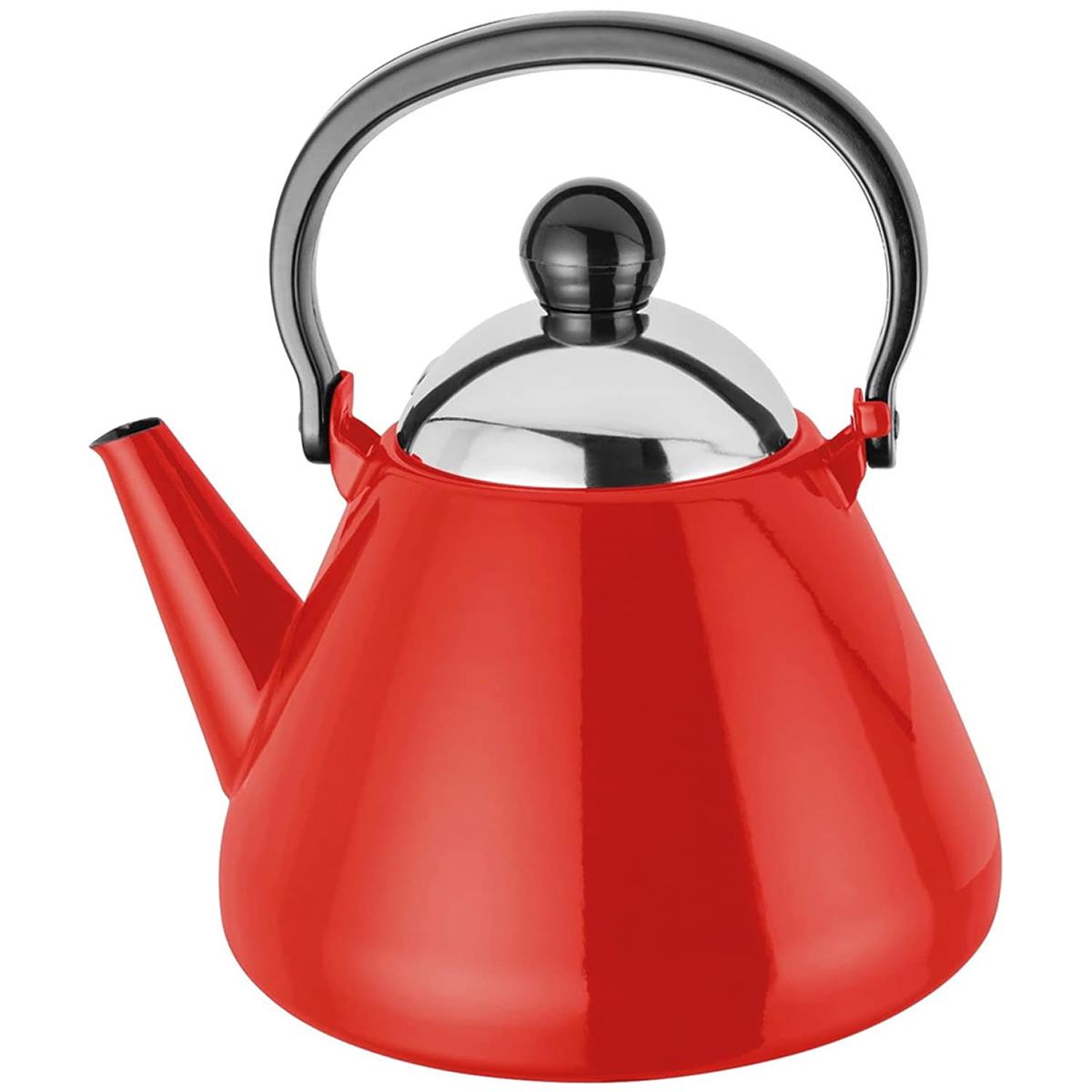 Judge Essentials Induction Stove Top Kettle 1.5 Litre Enamel Whistling Kettle With Phenolic Handle Red