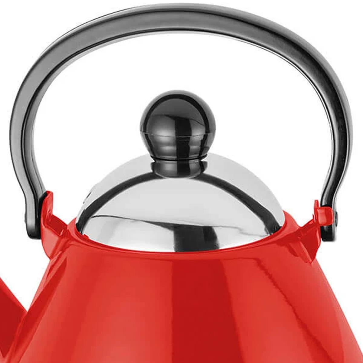 Judge Essentials Induction Stove Top Kettle 1.5 Litre Enamel Whistling Kettle With Phenolic Handle Red - Image 2