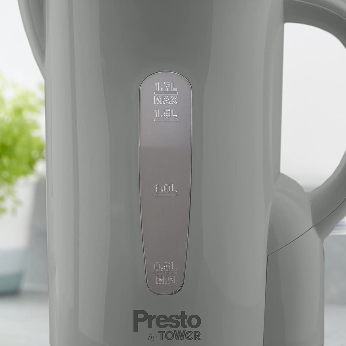 Tower Presto Electric Jug Kettle 1.7 Litre 2200W Plastic Rapid Boil With Removable Limescale Filter Grey - Image 4