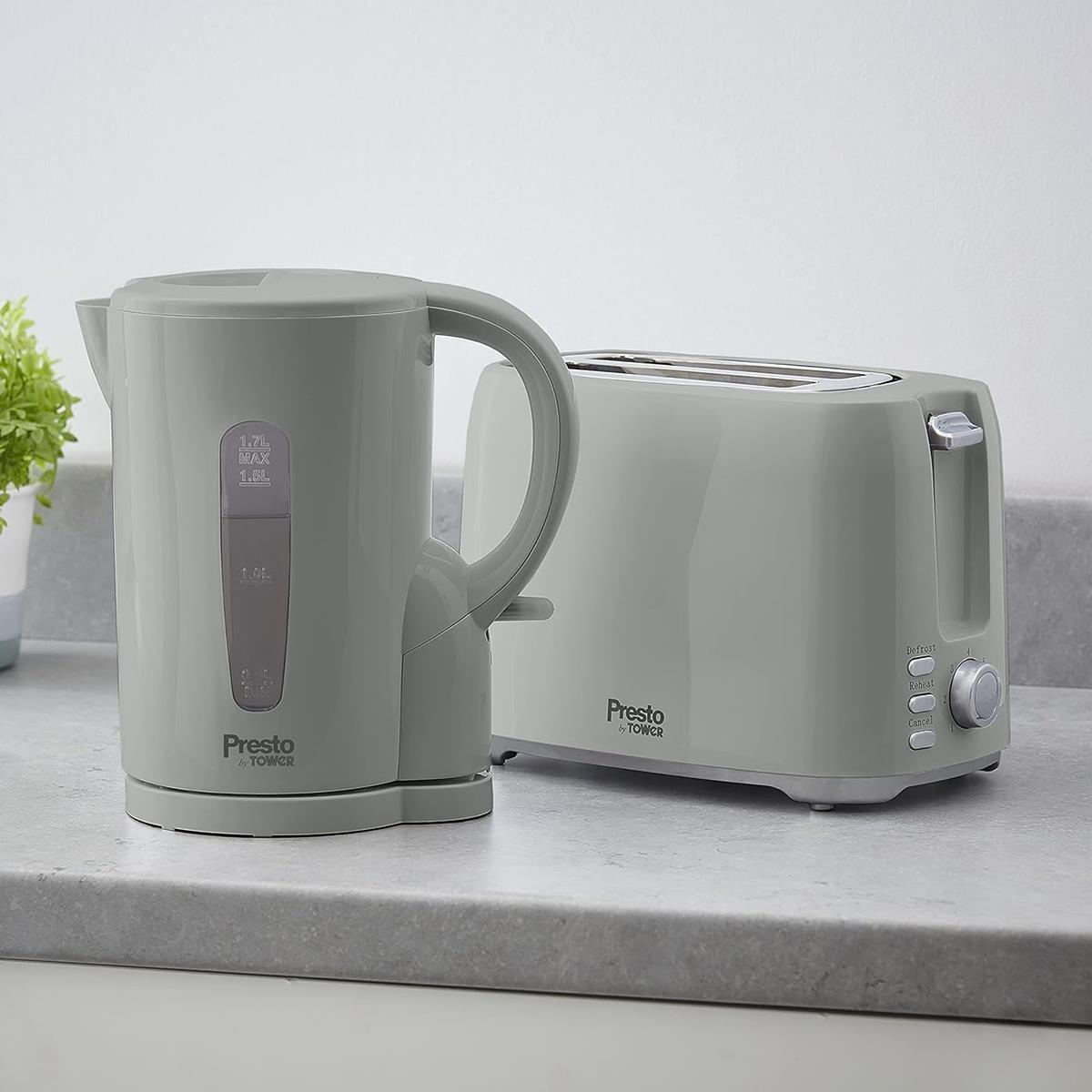 Tower Presto Electric Jug Kettle 1.7 Litre 2200W Plastic Rapid Boil With Removable Limescale Filter Grey - Image 7