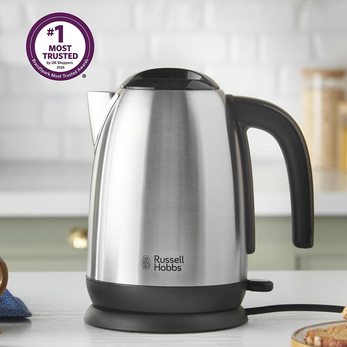 Russell Hobbs Classics Electric Jug Kettle 1.7 Litre 3000W Stainless Steel Rapid Boil With Perfect Pour Spout & Filter Brushed Steel - Image 5