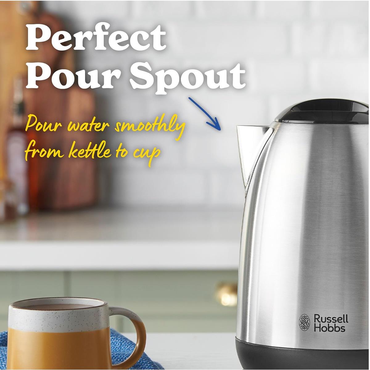 Russell Hobbs Classics Electric Jug Kettle 1.7 Litre 3000W Stainless Steel Rapid Boil With Perfect Pour Spout & Filter Brushed Steel - Image 6