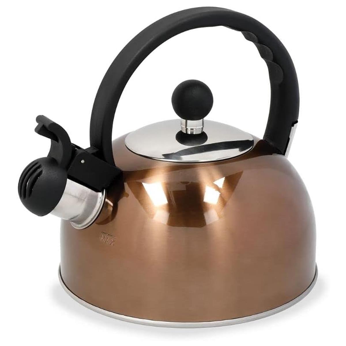 La Cafetiere Stainless Steel Whistling Stovetop Kettle 1.3 Litre Copper Effect Induction Compatible