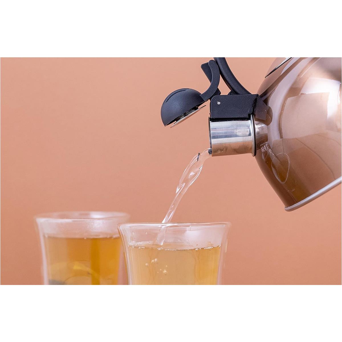 La Cafetiere Stainless Steel Whistling Stovetop Kettle 1.3 Litre Copper Effect Induction Compatible - Image 2