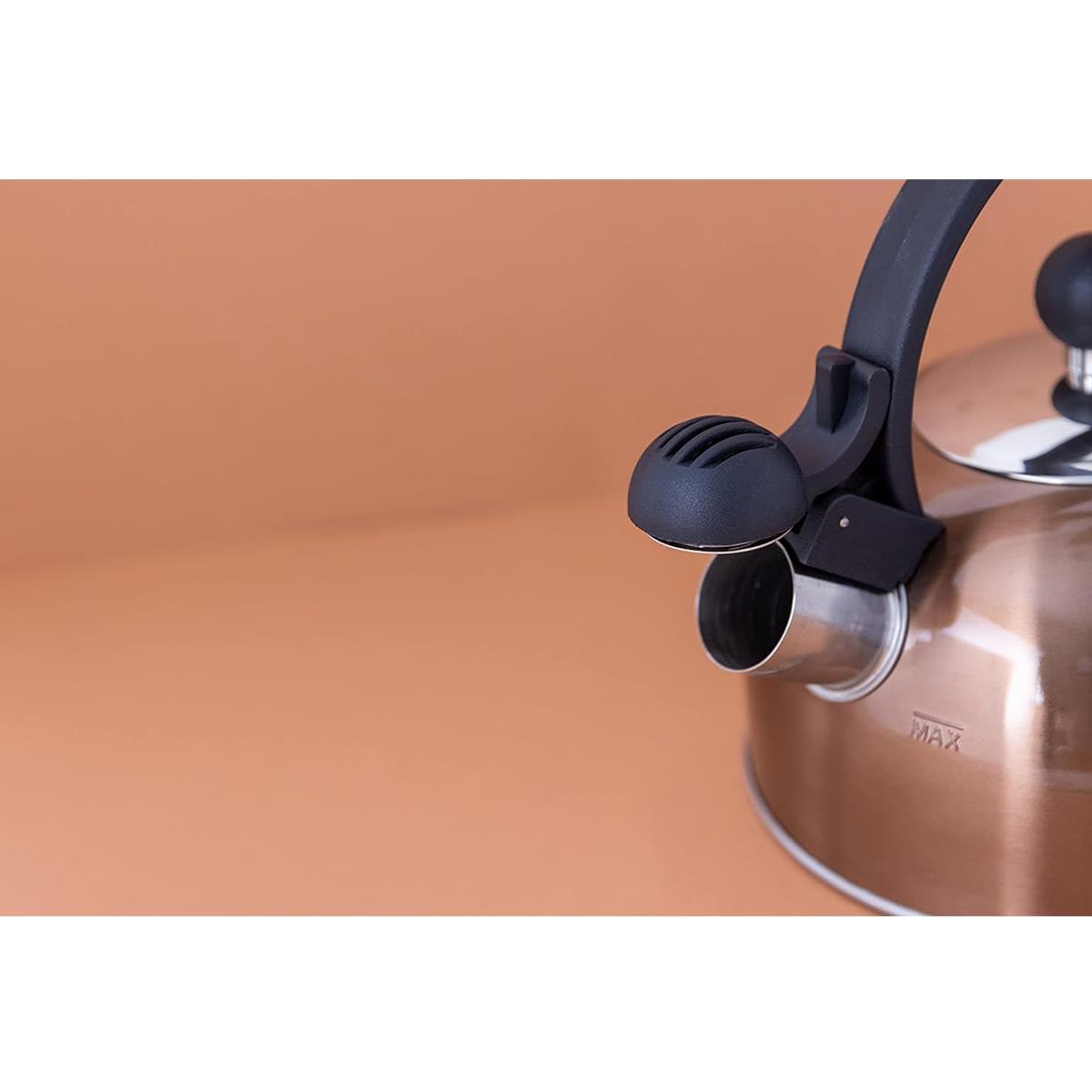 La Cafetiere Stainless Steel Whistling Stovetop Kettle 1.3 Litre Copper Effect Induction Compatible - Image 3