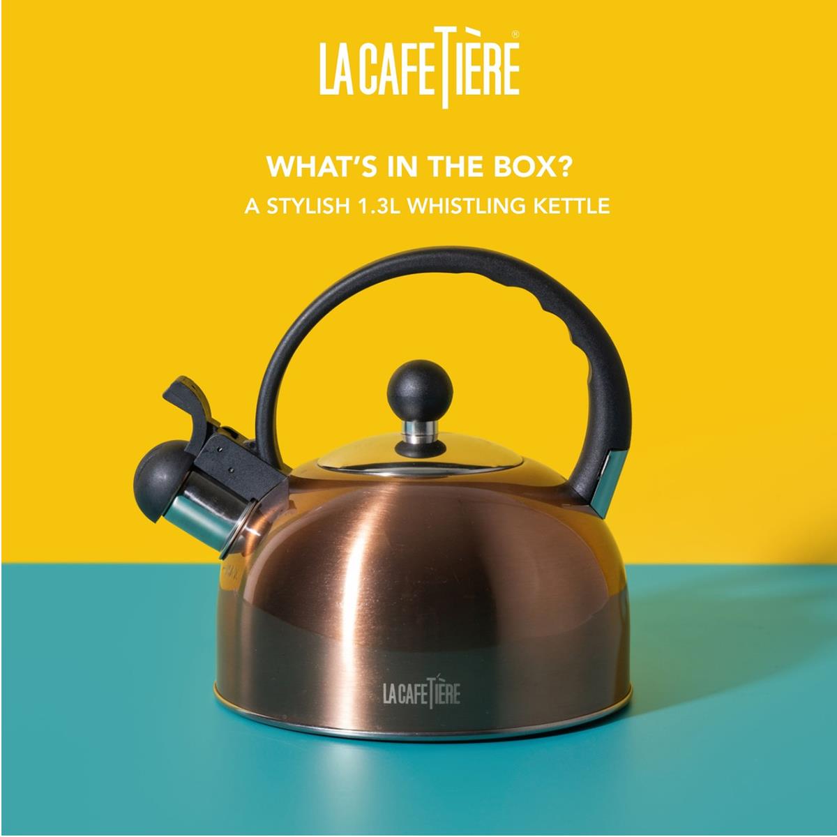 La Cafetiere Stainless Steel Whistling Stovetop Kettle 1.3 Litre Copper Effect Induction Compatible - Image 7
