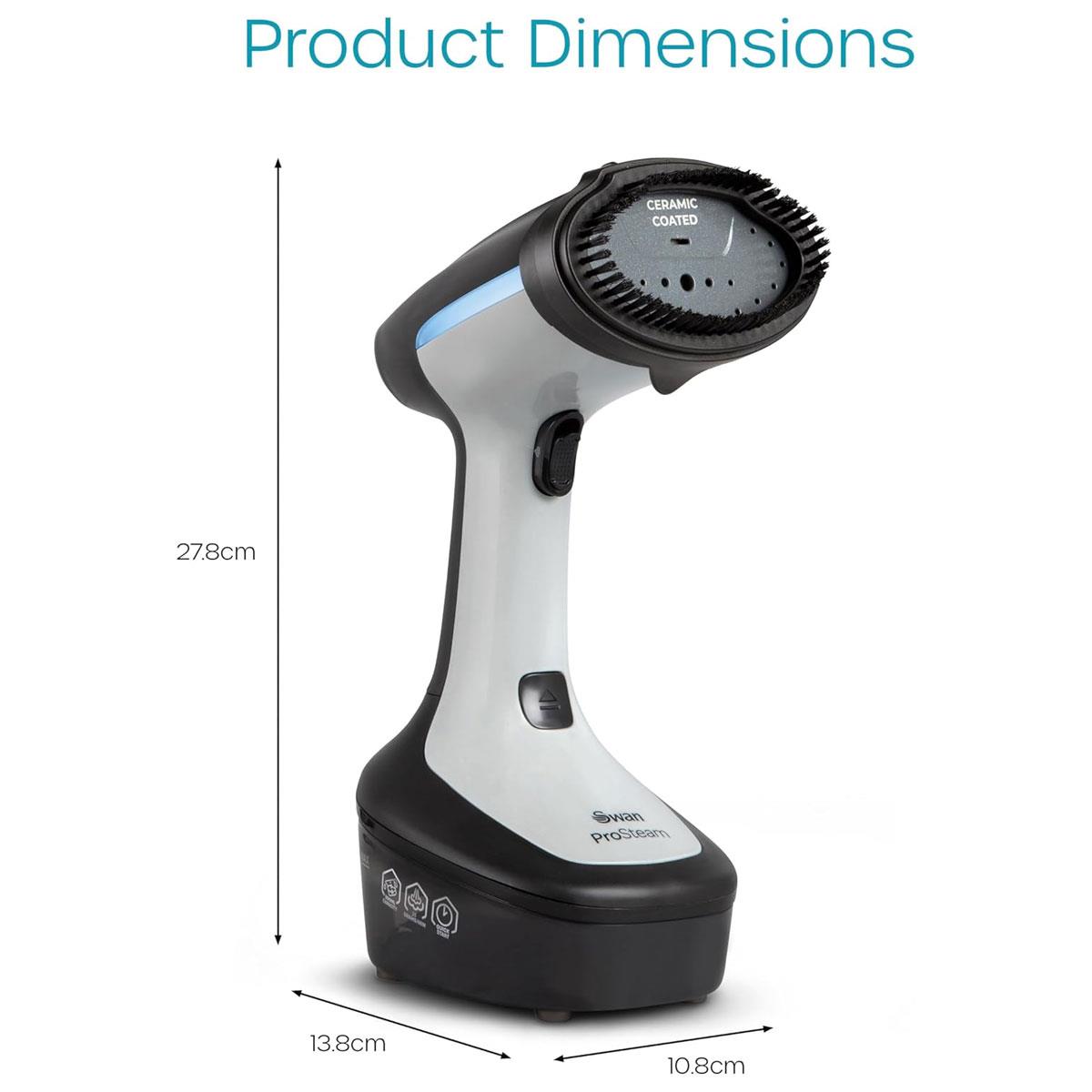 Swan Portable Garment Steamer 1500W Ceramic Steam Panel 300ml Water Tank 25g Steam Rate Black - Image 3
