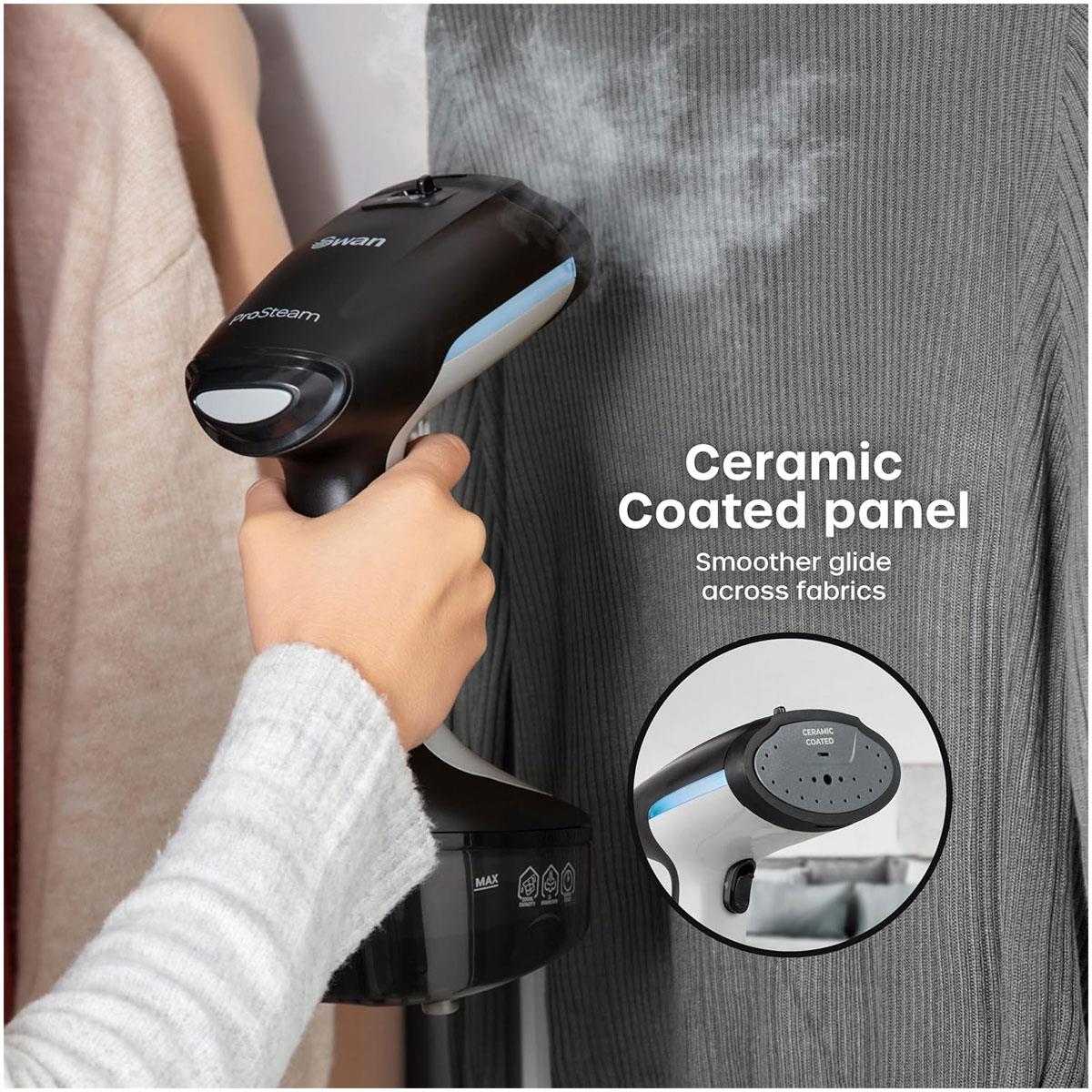 Swan Portable Garment Steamer 1500W Ceramic Steam Panel 300ml Water Tank 25g Steam Rate Black - Image 7