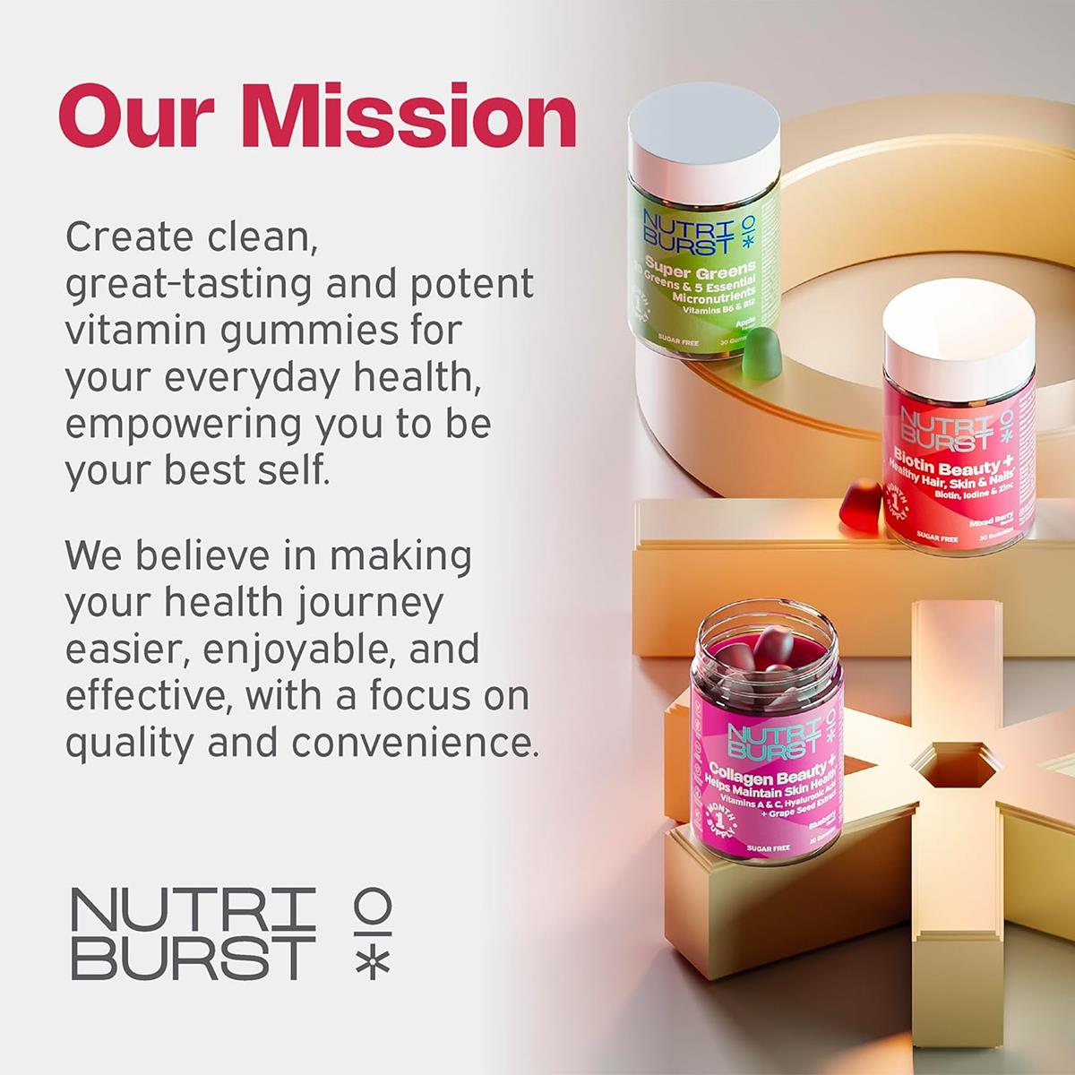 Nutriburst Biotin Beauty Plus Hair, Skin & Nails Vegan Gummies Wth Biotin, Vitamins A, C, D3, E, Zinc & Iodine, Mixed Berry, 30 Gummies - Image 8