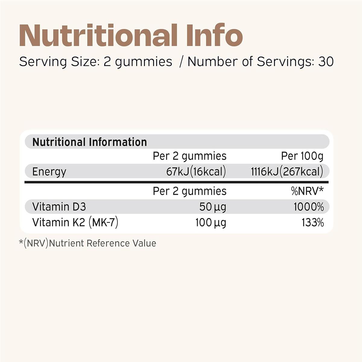 Nutriburst Vitamin D3 + K2 Vegan Gummies 2000IU With Menaquinone-7, Bone And Immune Support, Sugar Free, Lemon Flavour 60 Gummies - Image 7