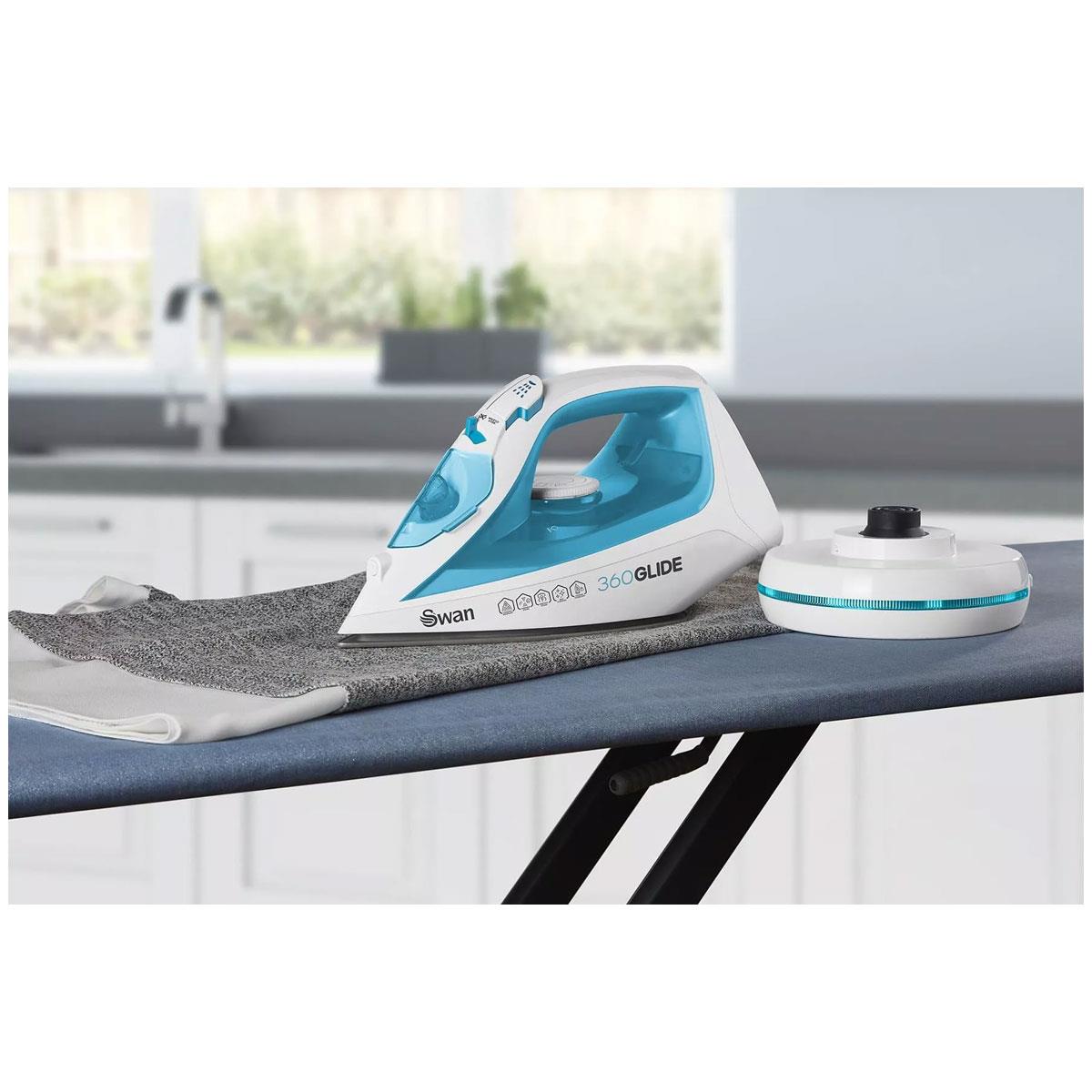 Swan 2-in-1 Cord or Cordless Steam Press Iron Blue 2800W Ceramic Non-Stick Soleplate 300ml Water Tank - Image 2