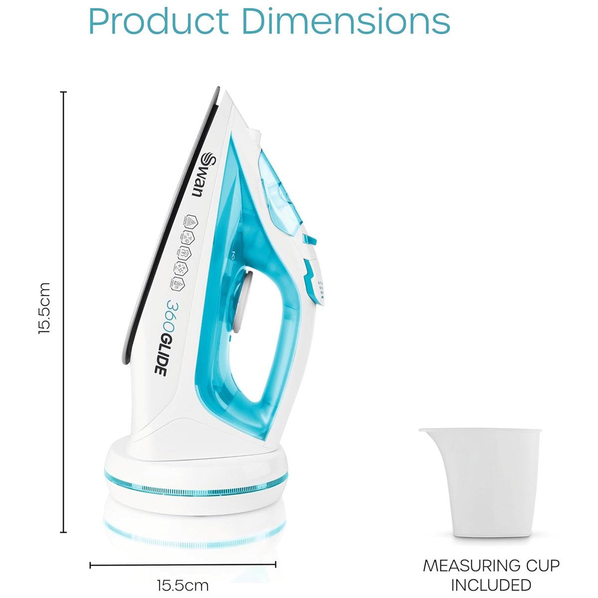 Swan 2-in-1 Cord or Cordless Steam Press Iron Blue 2800W Ceramic Non-Stick Soleplate 300ml Water Tank - Image 4