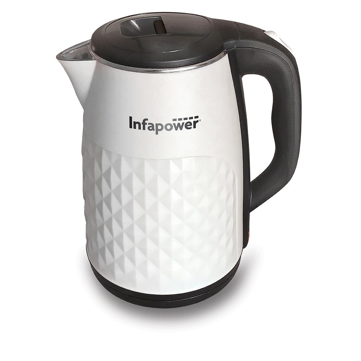 Infapower Diamond Design Cordless Electric Kettle 2.5L 1800W Oyster White With 360° Base And Auto Shut-Off
