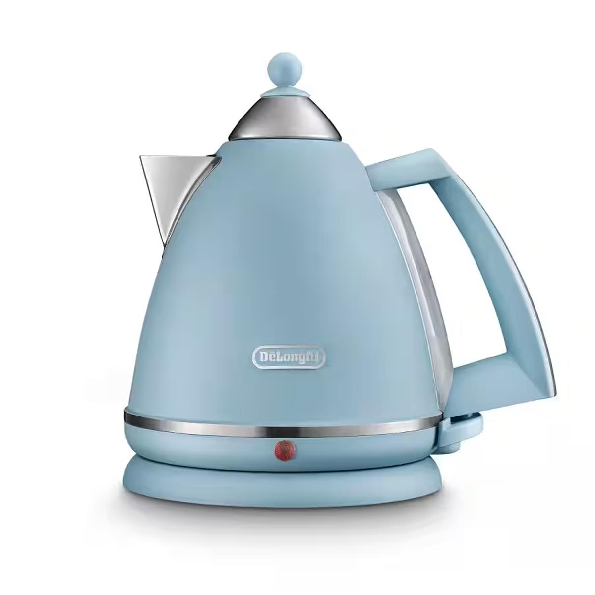 Delonghi Argento Flora Electric Jug Kettle 1.7L Agave Blue Stainless Steel Cordless With Anti-Scale Filter