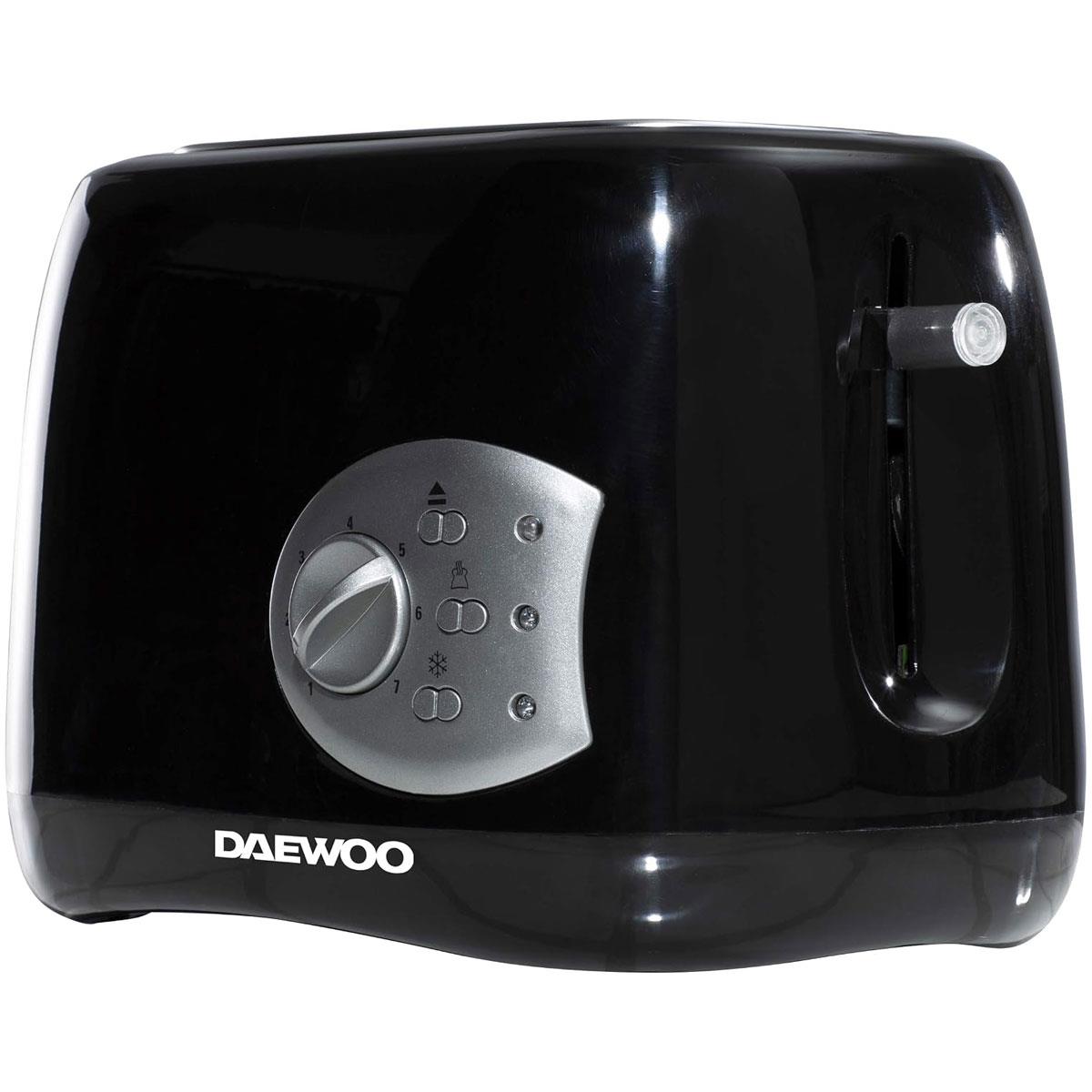 Daewoo Balmoral 2 Slice Toaster Electronic Timer Dial with 6 Browning Settings Defrost Reheat & Cancel Black