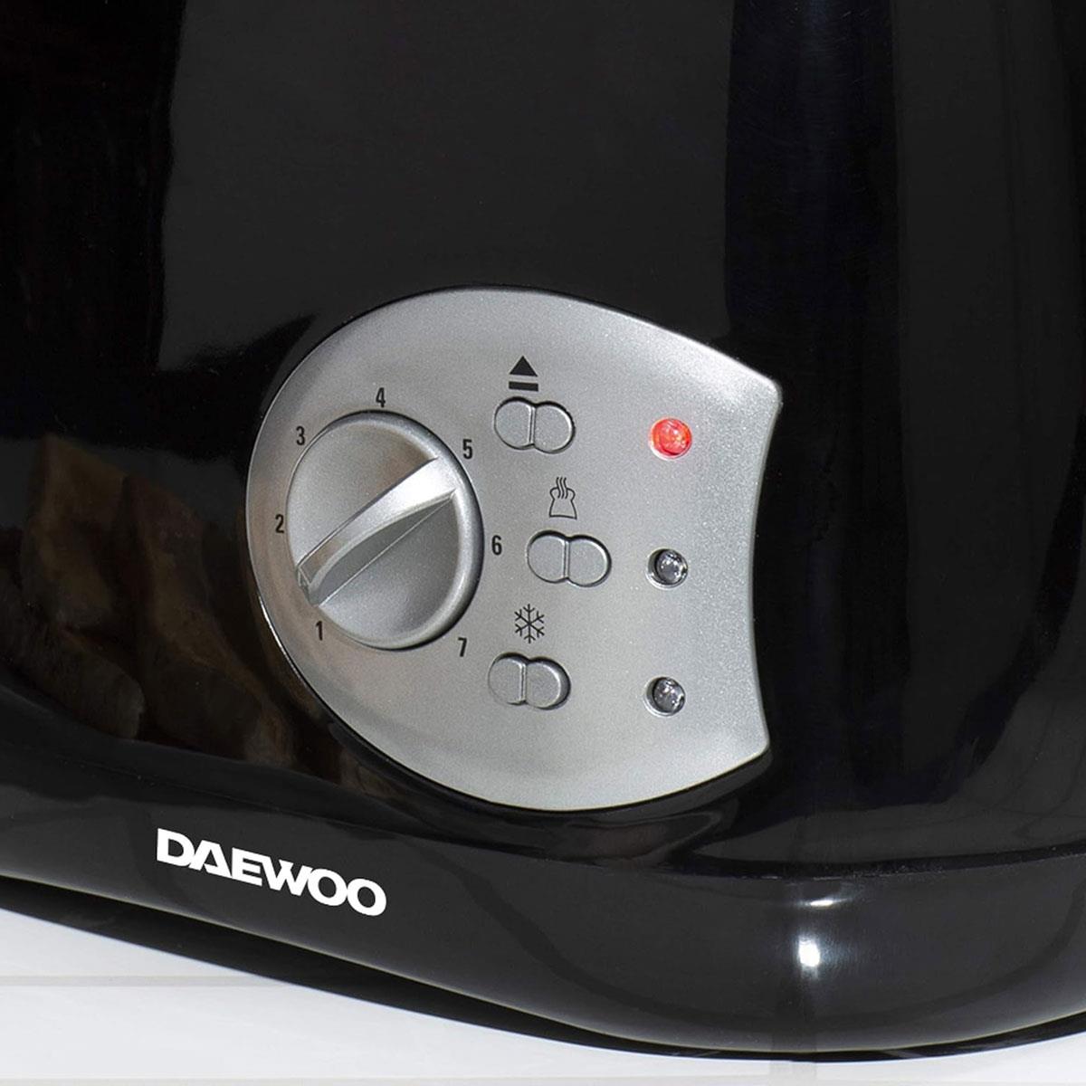 Daewoo Balmoral 2 Slice Toaster Electronic Timer Dial with 6 Browning Settings Defrost Reheat & Cancel Black - Image 3
