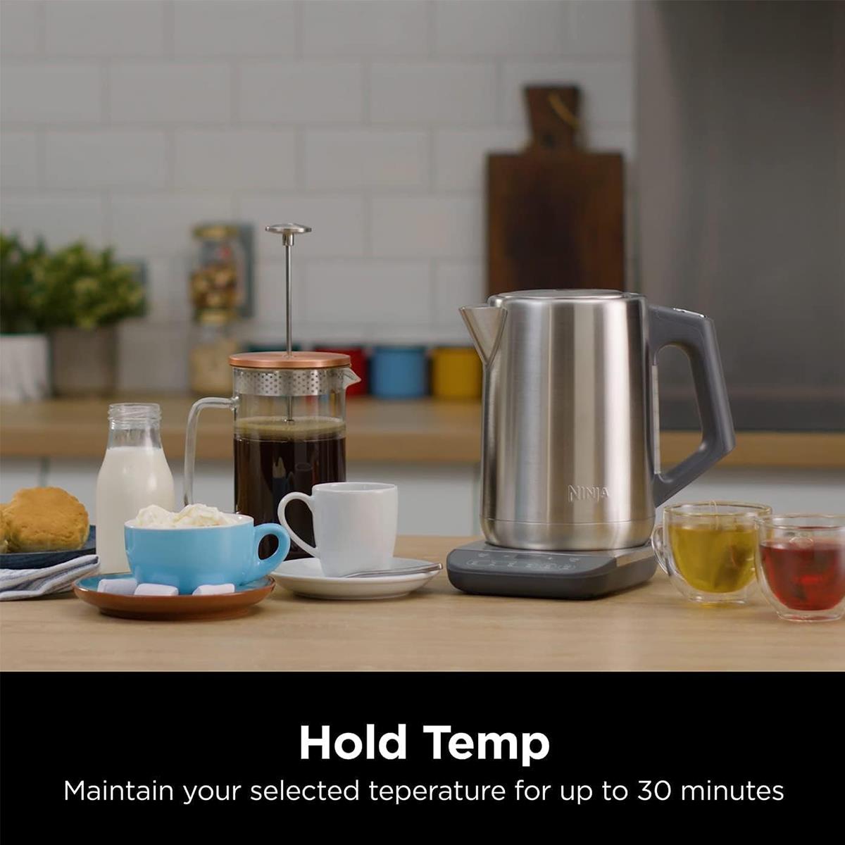Ninja Perfect Temperature Kettle 1.7L 3000W Stainless Steel With LED Display, Temperature Control And Hold Function Silver - Image 2