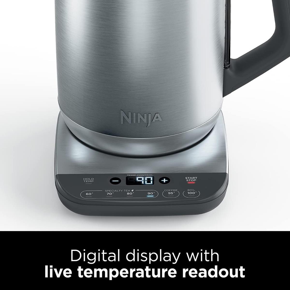 Ninja Perfect Temperature Kettle 1.7L 3000W Stainless Steel With LED Display, Temperature Control And Hold Function Silver - Image 3