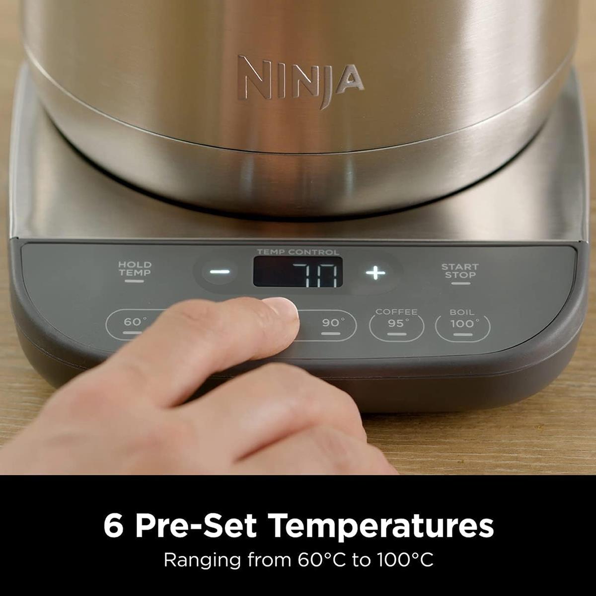 Ninja Perfect Temperature Kettle 1.7L 3000W Stainless Steel With LED Display, Temperature Control And Hold Function Silver - Image 4