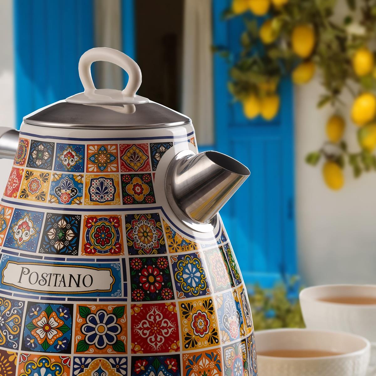 Ariete Positano Electric Retro Jug Kettle 1.7L 2200W Stainless Steel With Italian Tile Design, Anti-Scale Filter And 360° Base - Image 4