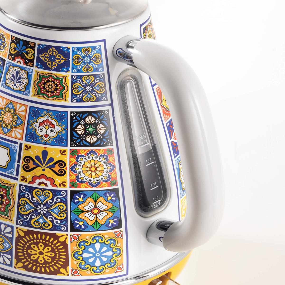 Ariete Positano Electric Retro Jug Kettle 1.7L 2200W Stainless Steel With Italian Tile Design, Anti-Scale Filter And 360° Base - Image 5