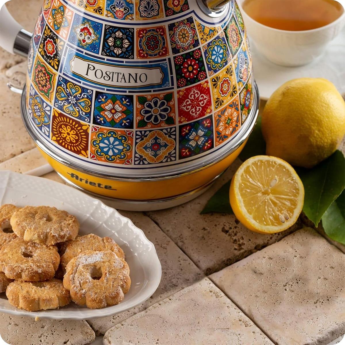 Ariete Positano Electric Retro Jug Kettle 1.7L 2200W Stainless Steel With Italian Tile Design, Anti-Scale Filter And 360° Base - Image 8