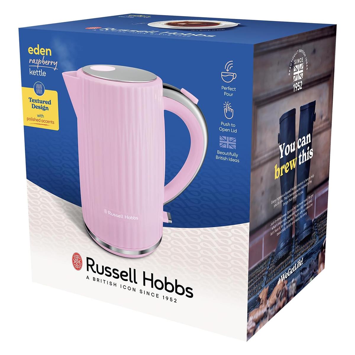 Russell Hobbs Eden Electric Kettle 1.7L 3000W Raspberry With Perfect Pour Spout, Washable Filter And 360° Base - Image 8
