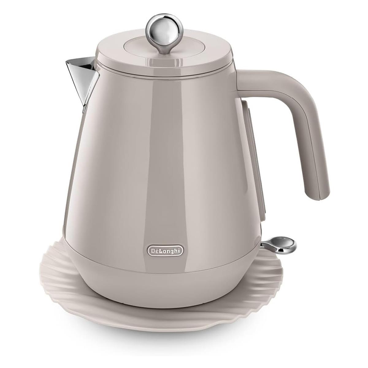 Delonghi Eclettica Electric Jug Kettle 1.7L 3000W Stainless Steel Rapid Boil With Anti-Scale Filter And 360° Base Biscuit Beige