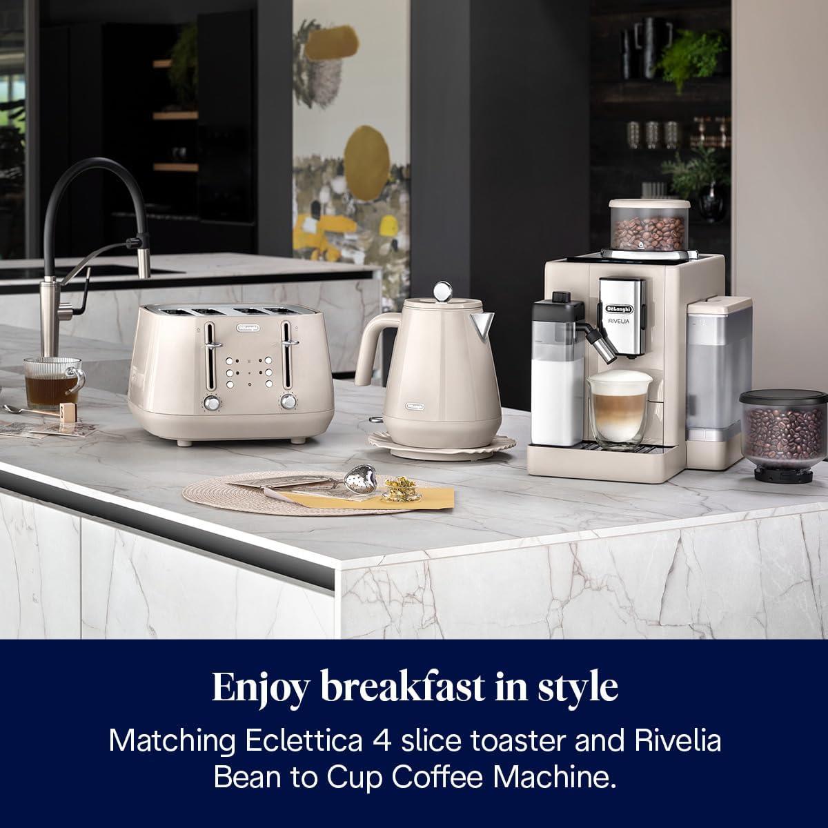 Delonghi Eclettica Electric Jug Kettle 1.7L 3000W Stainless Steel Rapid Boil With Anti-Scale Filter And 360° Base Biscuit Beige - Image 8