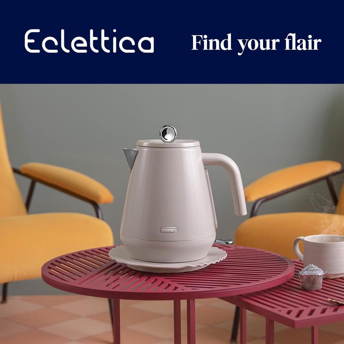 Delonghi Eclettica Electric Jug Kettle 1.7L 3000W Stainless Steel Rapid Boil With Anti-Scale Filter And 360° Base Biscuit Beige - Image 10