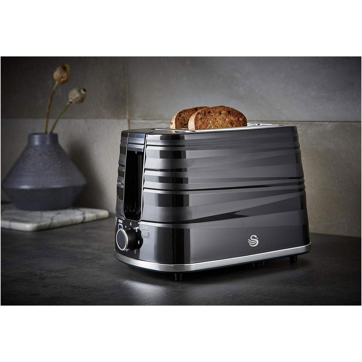 Swan Symphony 2 Slice Toaster 930W Black with 7 Browning Levels High Lift Defrost Reheat & Cancel Functions - Image 3